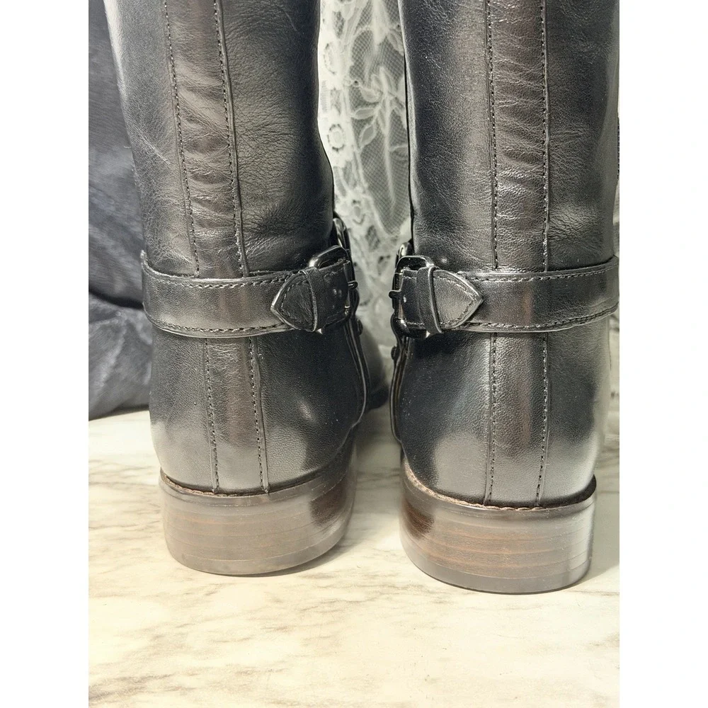Coach Mabel Calf Leather Boots Womens 5.5 B Black Chain‎  A00193 W/BOX (2970)